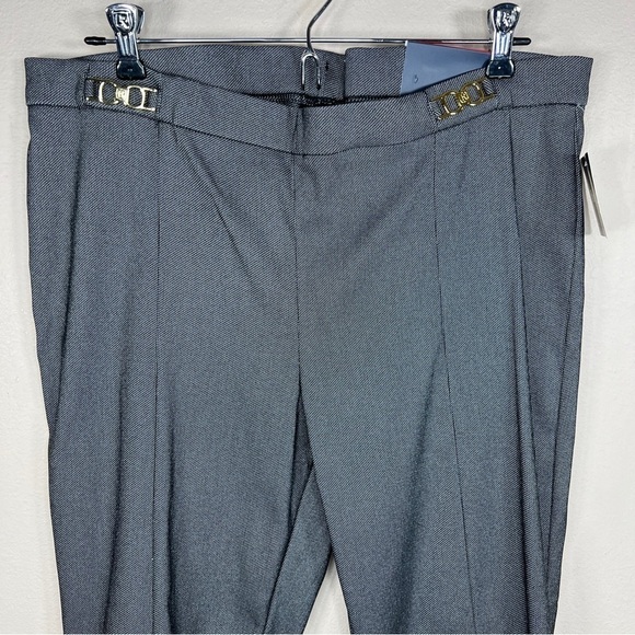 NEW SIZE 16 RAFAELLA DRESS PANTS BLACK BLUE PULL ON STRETCH FABRIC GOLD ACCENT - Picture 3 of 14